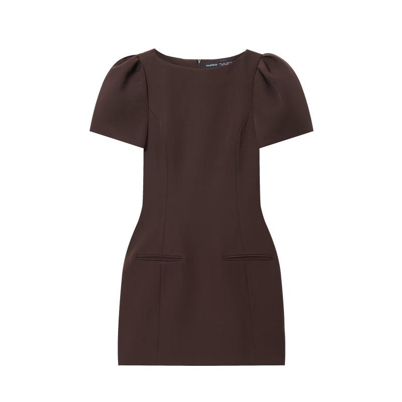 Elegant French Style Pleated Pocket Slim Fit Spring Dress for Women Extra Small темно-коричневого кольору
Elegant French Style Pleated Pocket Slim Fit Spring Dress for Women Extra Small темно-коричневого кольору