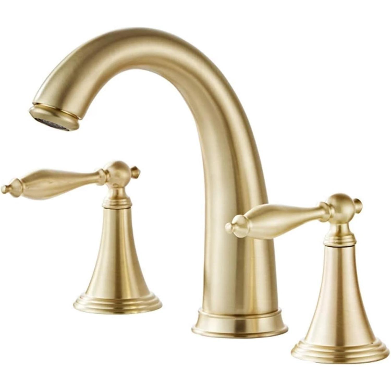 Bathroom Basin Brass Faucet, Brush Gold Widespread Faucet, Luxury Basin Mixer Hot and Cold Shower Room Sink Faucet
Bathroom Basin Brass Faucet, Brush Gold Widespread Faucet, Luxury Basin Mixer Hot and Cold Shower Room Sink Faucet