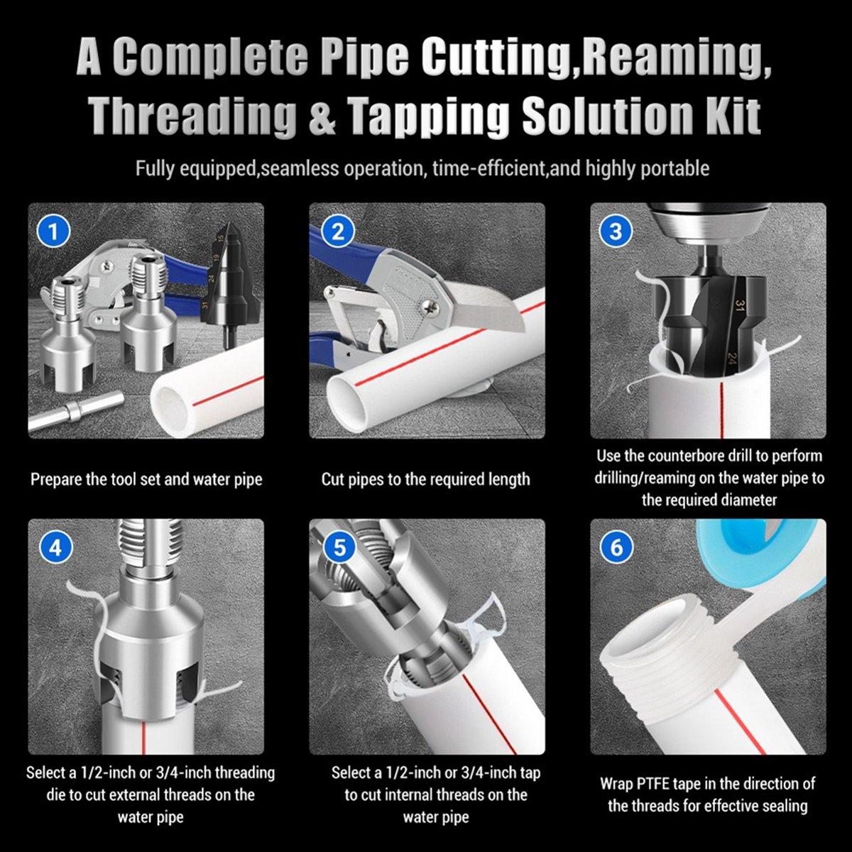 BHBL 1/2 Inch 3/4 Inch PPR Pipe Complete Threading Kit with Internal External Taps Dies Reamer Pipe for DN15 DN20 Plumbing China Mainland
BHBL 1/2 Inch 3/4 Inch PPR Pipe Complete Threading Kit with Internal External Taps Dies Reamer Pipe for DN15 DN20 Plumbing China Mainland