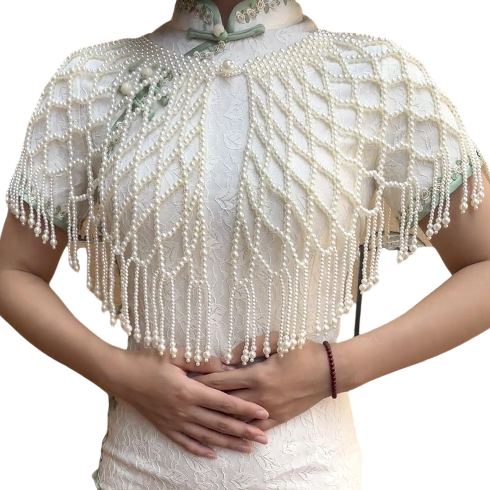 Vintage Pearls Accent Pearls Chain Shoulder Cover Lightweight Shawl Perfect For Qipao Evening 1
Vintage Pearls Accent Pearls Chain Shoulder Cover Lightweight Shawl Perfect For Qipao Evening 1
