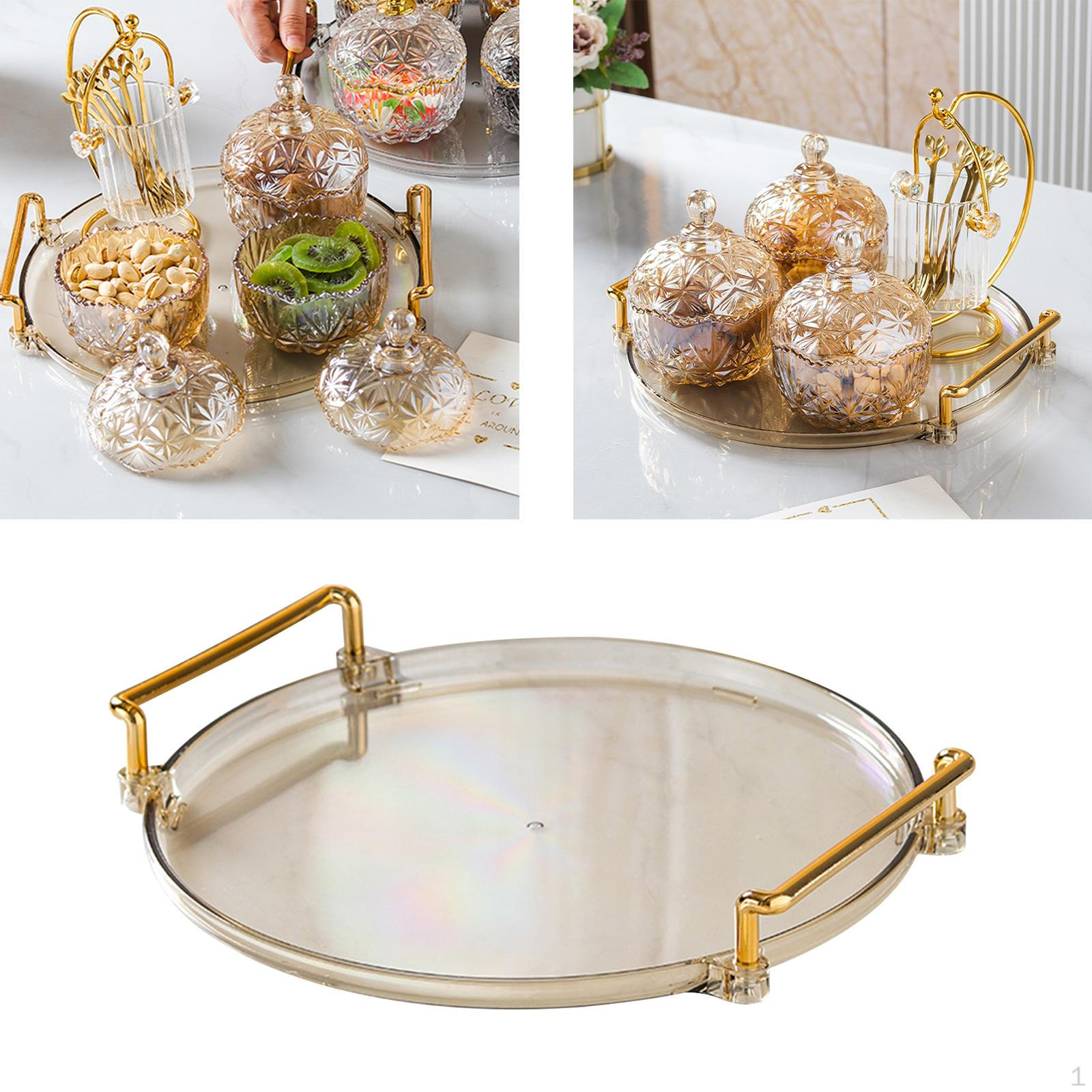 Сервировочный поднос с круглыми ручками для органайзера для домашнего стола в спальне янтарь
Сервировочный поднос с круглыми ручками для органайзера для домашнего стола в спальне янтарь