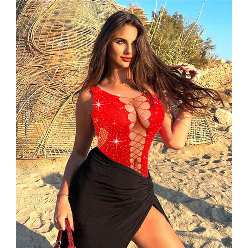 Outfitgirl Nightclub Bar Sexy Rhinestone Inner Vest Show Chest High Elasticity Jumpsuits Free off Fishnet Clothes Red All yards
Outfitgirl Nightclub Bar Sexy Rhinestone Inner Vest Show Chest High Elasticity Jumpsuits Free off Fishnet Clothes Red All yards