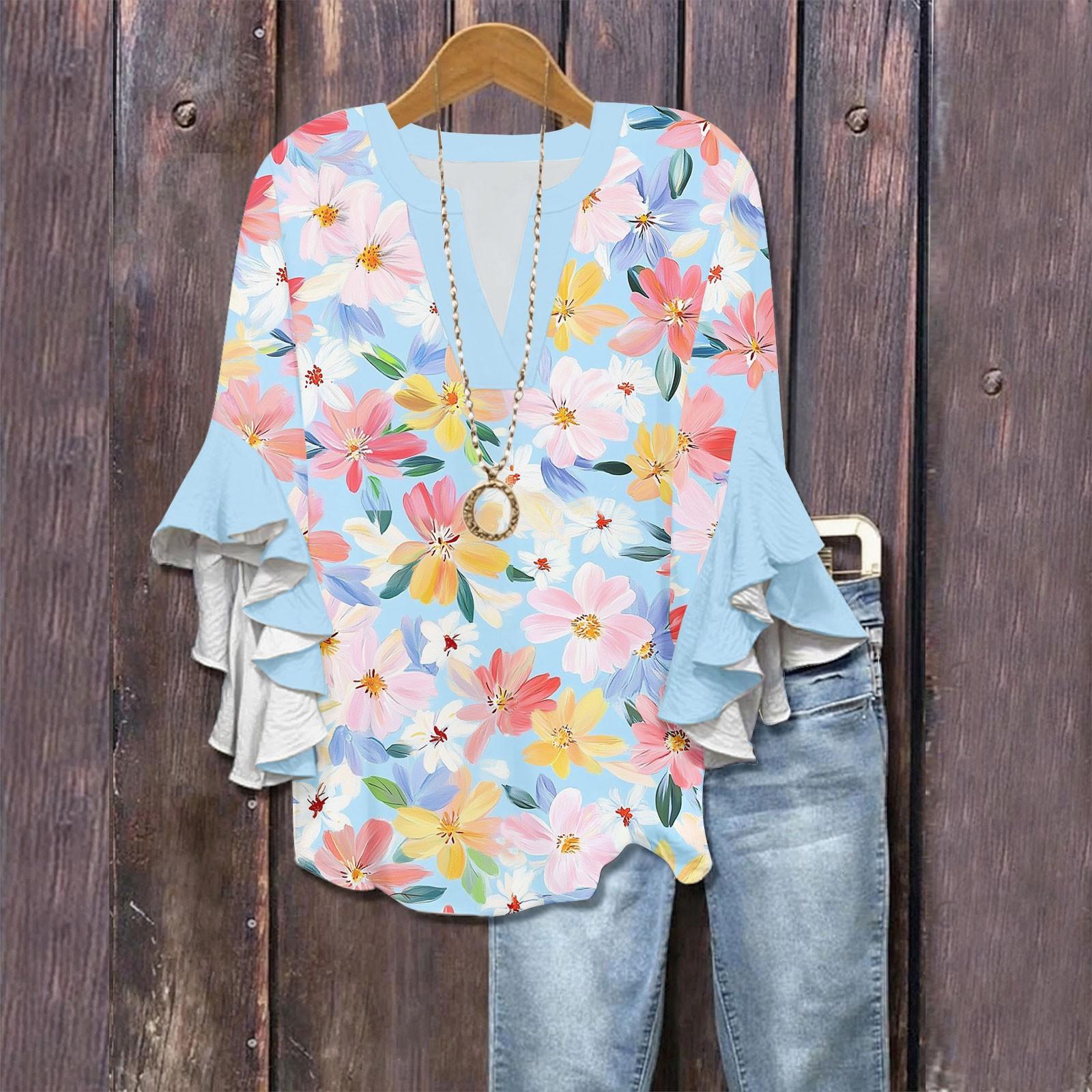 Сорочки з рукавом 3/4 для жінок Милі футболки з графічним принтом Блузки Повсякденні великих розмірів Базові топи з рукавами-рюшами Пуловер XL небо синє кольору
Сорочки з рукавом 3/4 для жінок Милі футболки з графічним принтом Блузки Повсякденні великих розмірів Базові топи з рукавами-рюшами Пуловер XL небо синє кольору