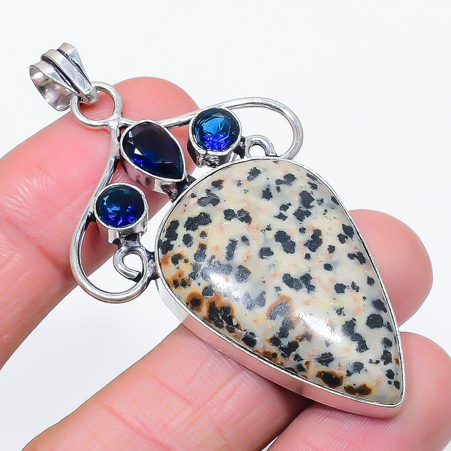 Natural Dalmation Jasper, Topaz 925 Sterling Silver Jewelry Pendant 2.56 a1F00
Natural Dalmation Jasper, Topaz 925 Sterling Silver Jewelry Pendant 2.56 a1F00
