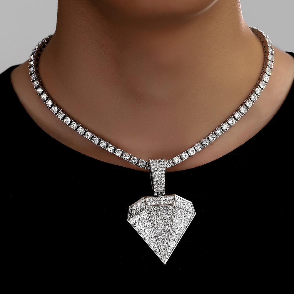 Men s Hip Hop Fashion Bling Big Triangle Pendant Necklace,With 4mm Rhinestone Tennis Chain Diamond Shape Necklaces Charm Jewelry
Men s Hip Hop Fashion Bling Big Triangle Pendant Necklace,With 4mm Rhinestone Tennis Chain Diamond Shape Necklaces Charm Jewelry