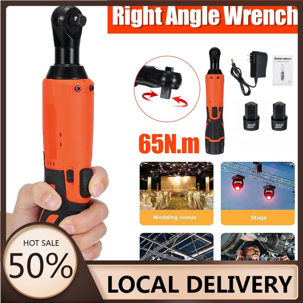 12V Cordless Ratchet Right Angle Wrench 3/8INCHES 65Nm Angle Wrench Tool Impact Power Tool with 2 Battery
12V Cordless Ratchet Right Angle Wrench 3/8INCHES 65Nm Angle Wrench Tool Impact Power Tool with 2 Battery