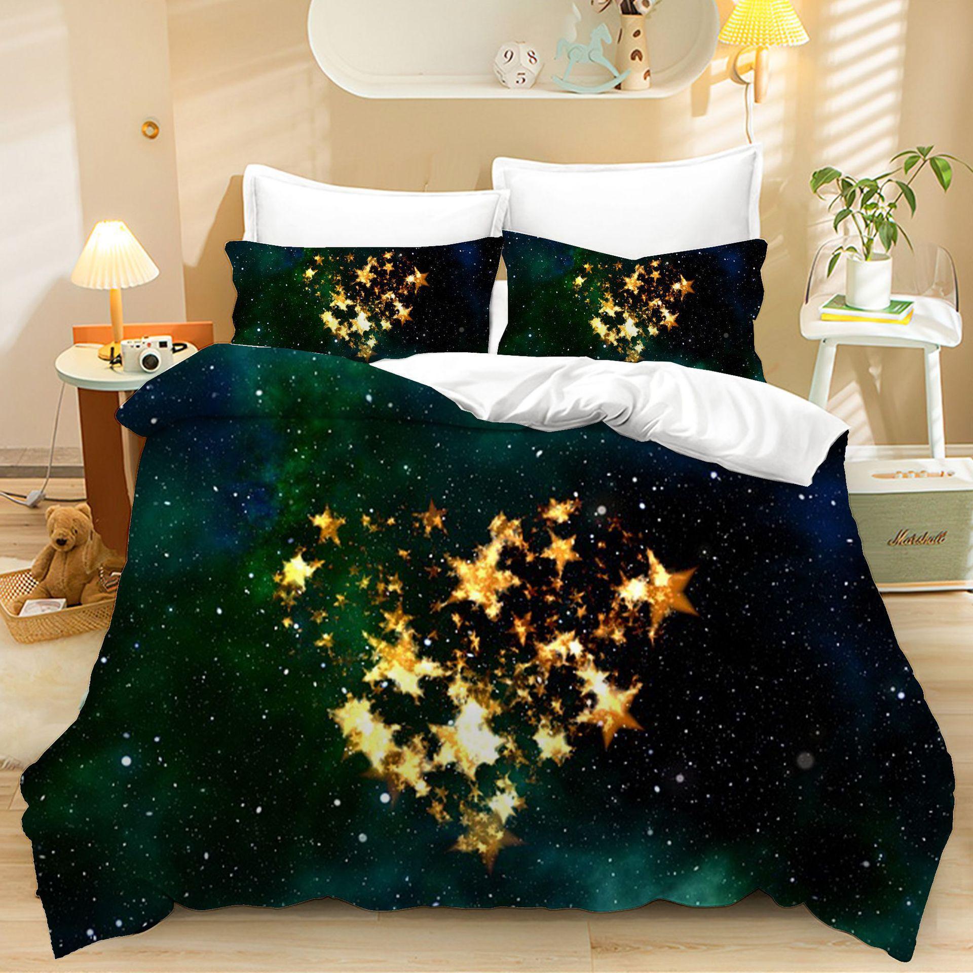 Home Textiles Three-Piece Starry Sky Valentine S Day Cartoon Digital Printing Quilt Pillowcase Bedding 90 * 200 two-piece set
Home Textiles Three-Piece Starry Sky Valentine S Day Cartoon Digital Printing Quilt Pillowcase Bedding 90 * 200 two-piece set