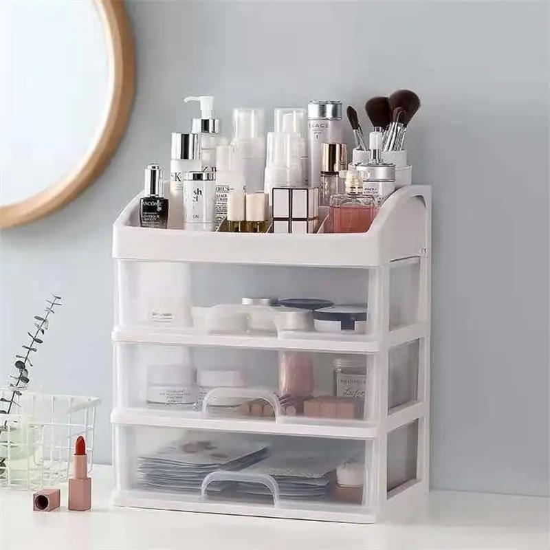 1pc Transparent Plastic Four Layer Three Drawer Desktop Drawer Style Cosmetic Storage Box Dressing Table Storage Rack
1pc Transparent Plastic Four Layer Three Drawer Desktop Drawer Style Cosmetic Storage Box Dressing Table Storage Rack