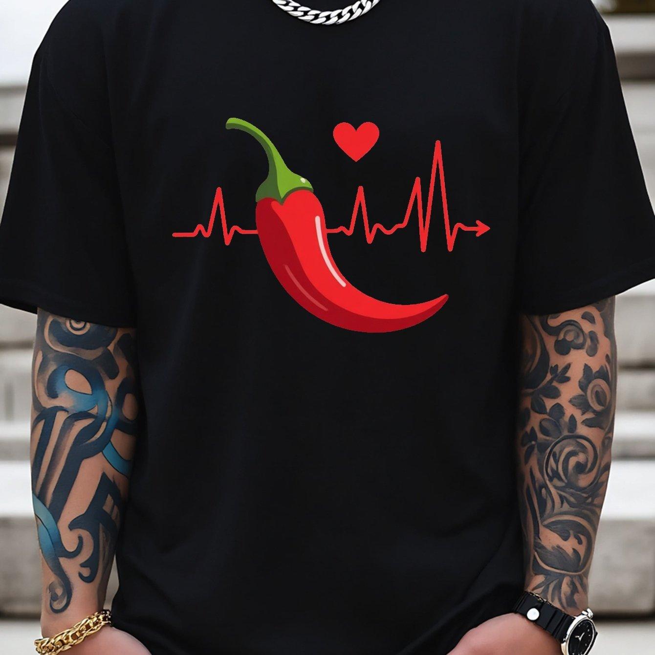 Men s Graphic Print Cotton Blend T-Shirt Chili Pepper Heartbeat Line Design Micro-Stretch Regular Fit Casual Tee Men Clothing 4XL
Men s Graphic Print Cotton Blend T-Shirt Chili Pepper Heartbeat Line Design Micro-Stretch Regular Fit Casual Tee Men Clothing 4XL