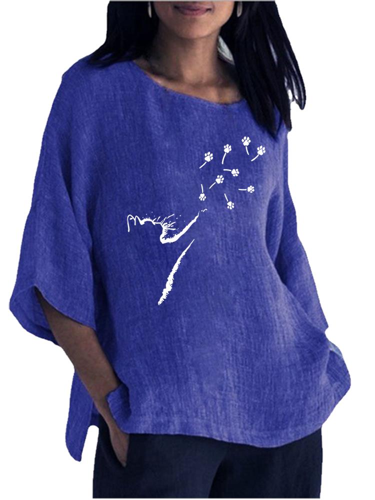 Women Fashion Round Collar Print Shirt Spring&summer 3/4 Long Sleeve Top Ladies Cotton Linen Blouse S
Women Fashion Round Collar Print Shirt Spring&summer 3/4 Long Sleeve Top Ladies Cotton Linen Blouse S