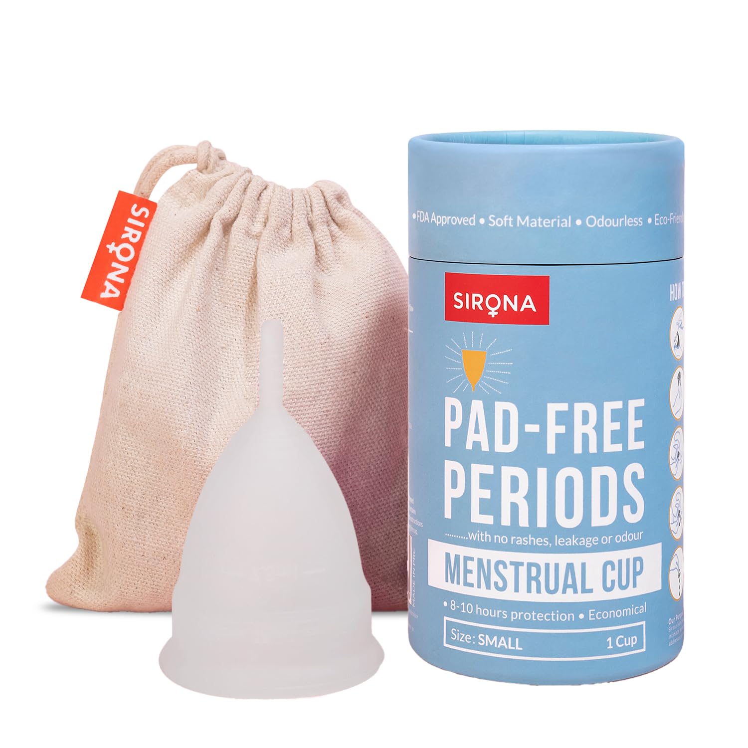 Reusable Menstrual Cup for Girls & Women | Small Size with Pouch (Pack of 1) | Protection for Up to 8-10 Hours | US FDA Registered Small Size
Reusable Menstrual Cup for Girls & Women | Small Size with Pouch (Pack of 1) | Protection for Up to 8-10 Hours | US FDA Registered Small Size