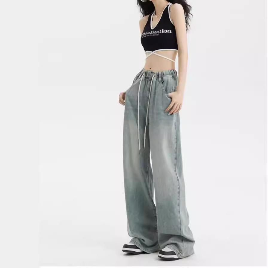 Retro Jeans Women s Drawstring Straight Leg Loose Pants XL світло-синій колір
Retro Jeans Women s Drawstring Straight Leg Loose Pants XL світло-синій колір