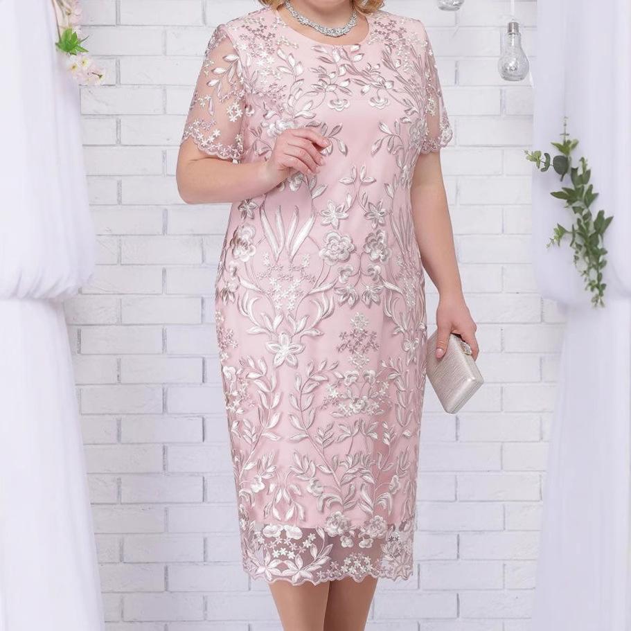 Women s Plus Size Dress Embroidered Lace Slim Knee-length Dress XXXL рожевий
Women s Plus Size Dress Embroidered Lace Slim Knee-length Dress XXXL рожевий