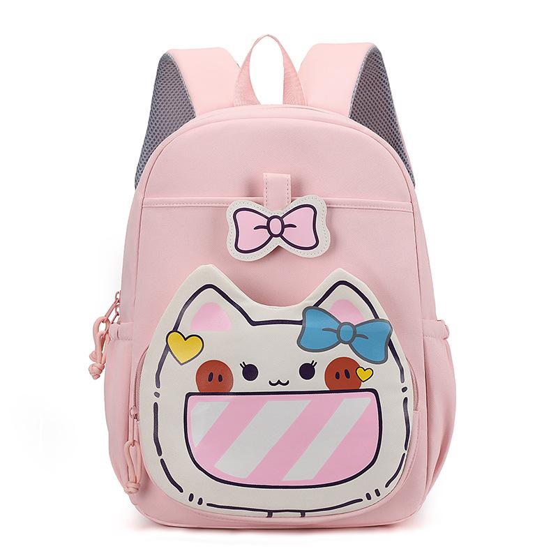 Рюкзак мультяшный кот школьный рюкзак начальная школа средняя школа сумка цветовая схема досуг путешествия большая вместимость грязеотталкивающий школьный рюкзак розовый