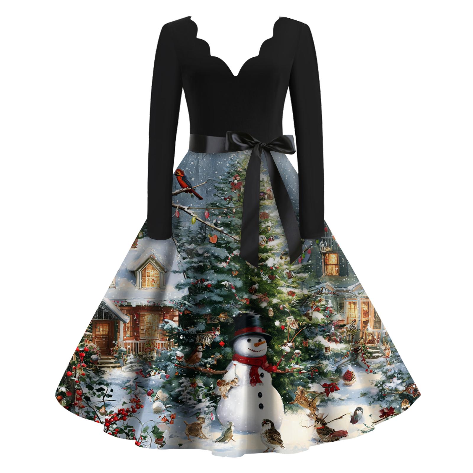 Women s Casual Fashion Christmas Holiday Print V-neck Vintage Dress L
Women s Casual Fashion Christmas Holiday Print V-neck Vintage Dress L