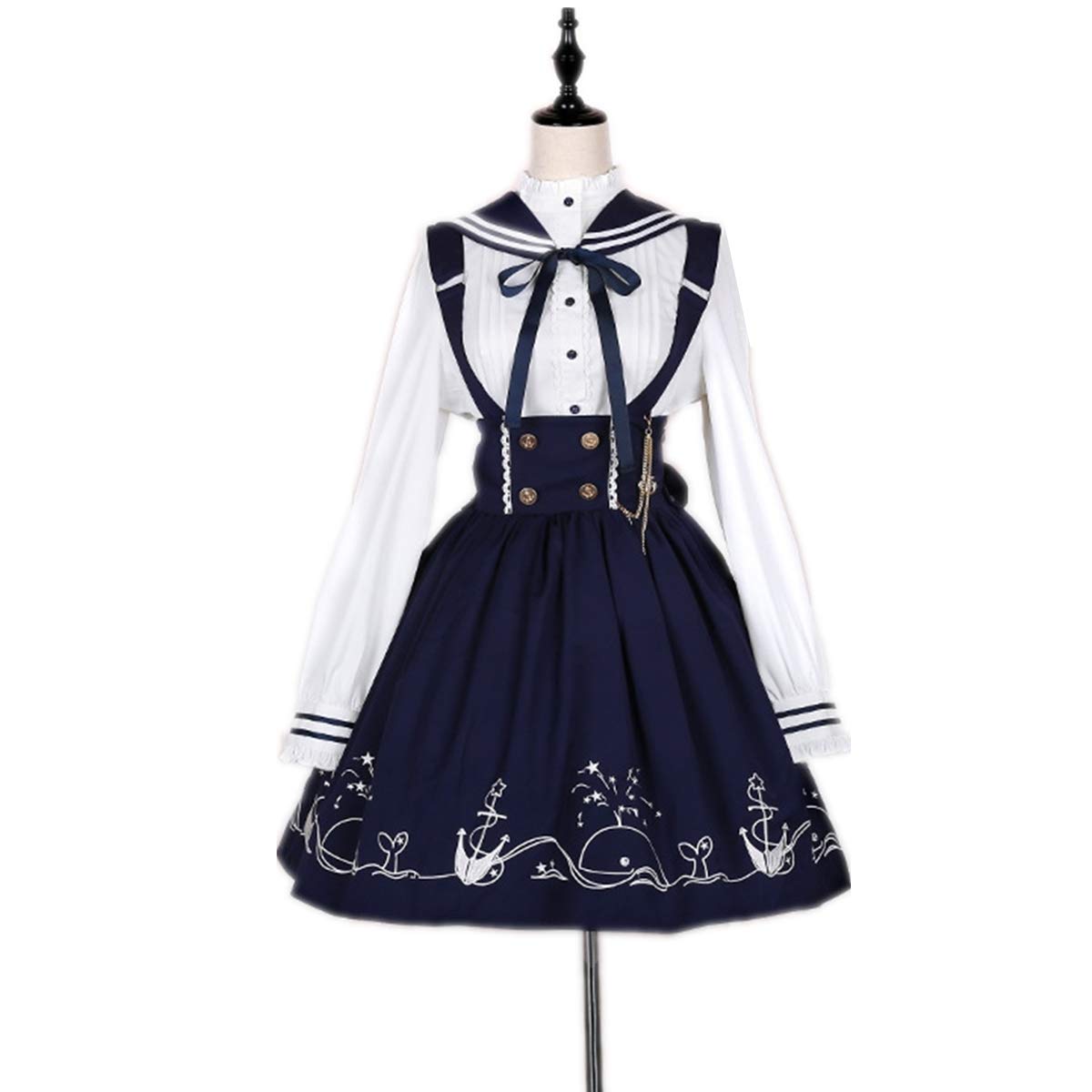 NEMISO Lolita Sailor Lolita Lolita Long Sailor Set of Photo Sailor School White Dress, Clothes, Costume, Sleeves, Suspenders, Skirt, Ribbon, Collar,
NEMISO Lolita Sailor Lolita Lolita Long Sailor Set of Photo Sailor School White Dress, Clothes, Costume, Sleeves, Suspenders, Skirt, Ribbon, Collar,