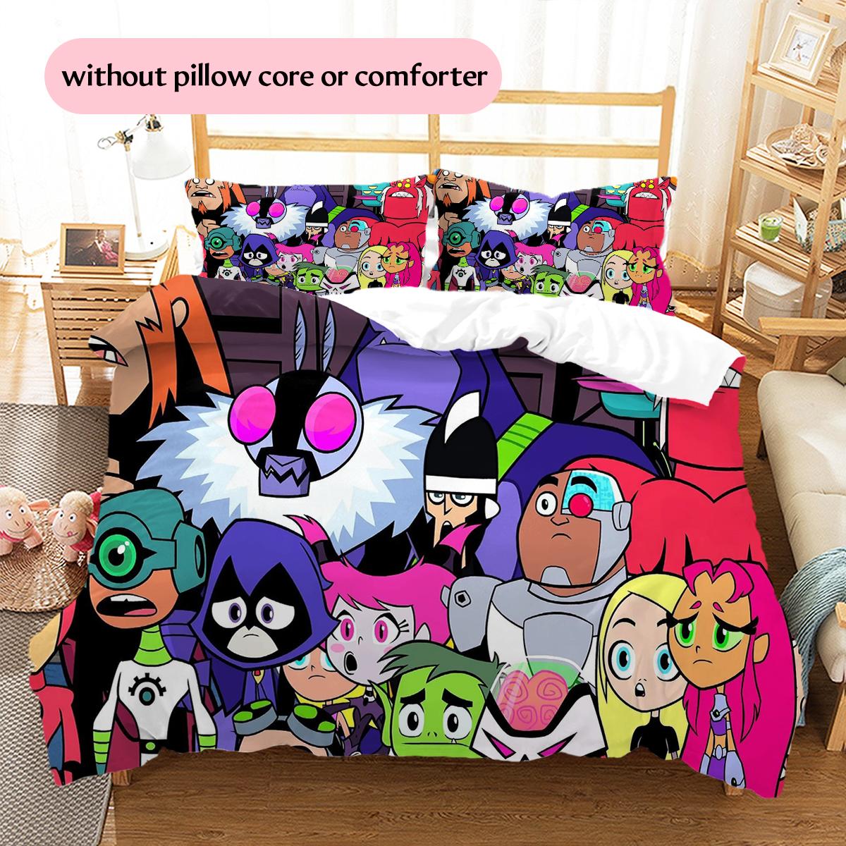 Teen Titans Go! Cute Style Pattern Bedding Home Decoration Birthday & Festival Gift (1 * duvet cover + 2 * pillowcase, without core) 135x200cm
Teen Titans Go! Cute Style Pattern Bedding Home Decoration Birthday & Festival Gift (1 * duvet cover + 2 * pillowcase, without core) 135x200cm