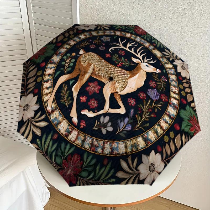1pc Golden Deer amidst Floral Splendor Umbrella with Plastic Handle,Suitable for All Seasons Home Travel Outdoor UmbrellaDD1296
1pc Golden Deer amidst Floral Splendor Umbrella with Plastic Handle,Suitable for All Seasons Home Travel Outdoor UmbrellaDD1296
