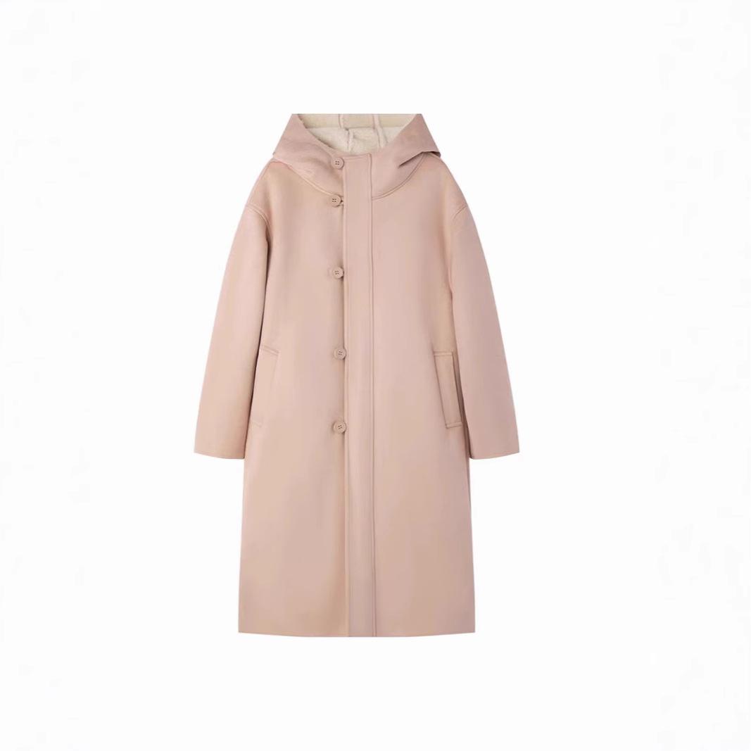 Замшевое пальто с капюшоном, женское меховое цельное пальто, длинная мотоциклетная куртка, молодежный стиль L