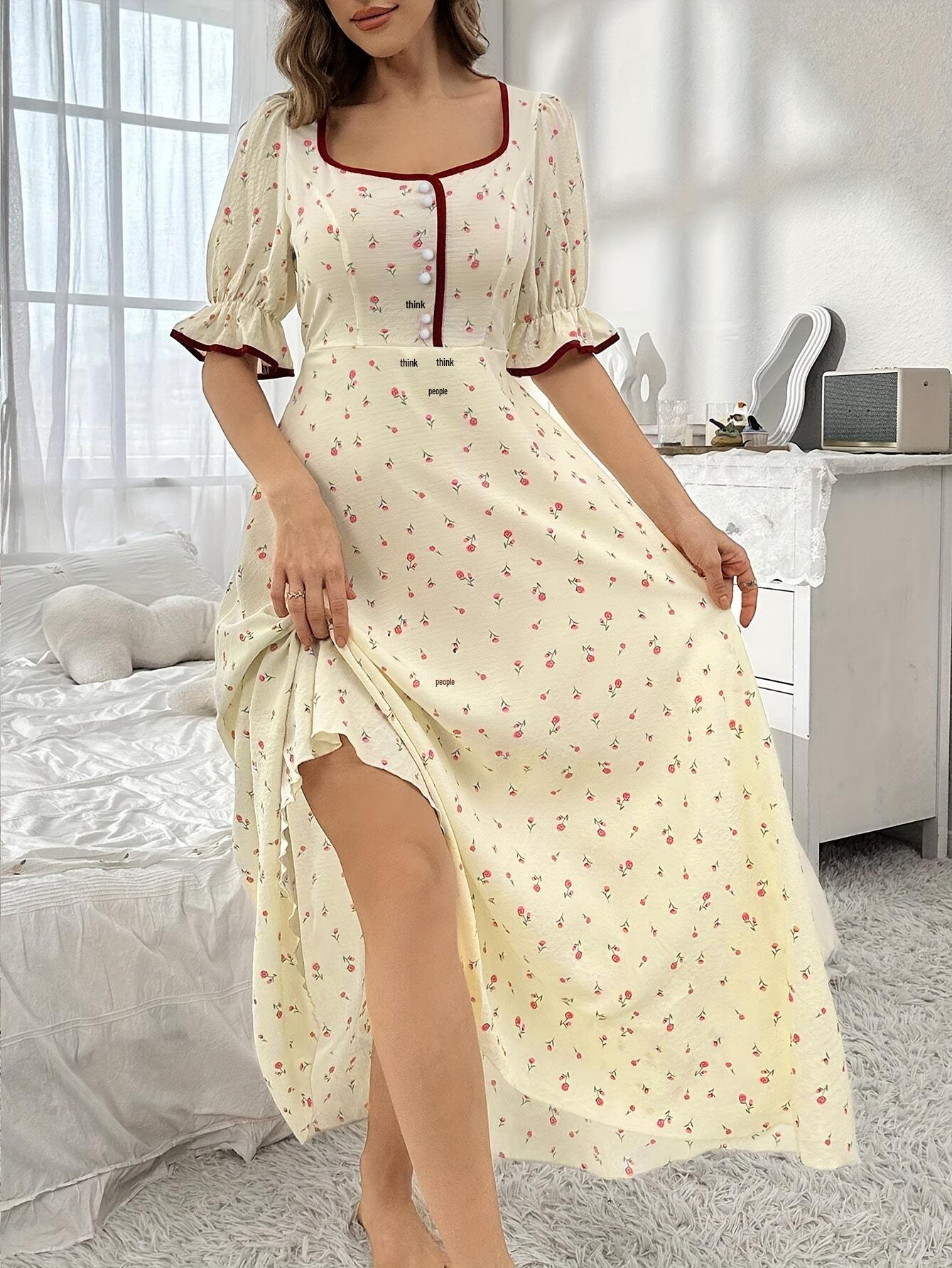 Spring/Summer European & American French Puff Sleeve Fairy Long Dress Slimming Short Sleeve Women s Style. Extra Large
Spring/Summer European & American French Puff Sleeve Fairy Long Dress Slimming Short Sleeve Women s Style. Extra Large