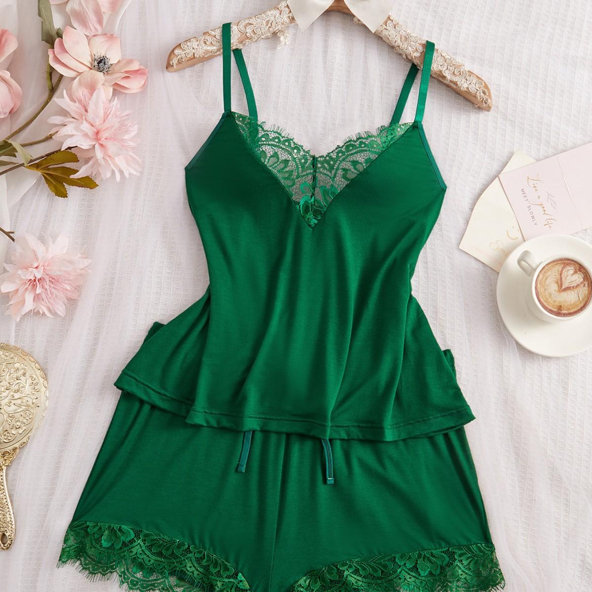 High-end casual solid color, suspender shorts, sexy lace babes, fashionable European and American women s home two-piece set S темно-зеленого
High-end casual solid color, suspender shorts, sexy lace babes, fashionable European and American women s home two-piece set S темно-зеленого