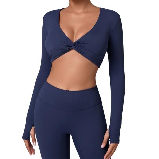 Long Sleeve Workout Tops for Women Twist Front Deep V Neck Cropped Athletic Top Yoga Pilates Gym Outfit S темно-синього кольору
Long Sleeve Workout Tops for Women Twist Front Deep V Neck Cropped Athletic Top Yoga Pilates Gym Outfit S темно-синього кольору