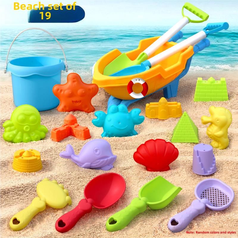 Детский пляжный набор игрушек: Машинка, ведро, лопата, песочные часы и песочные инструменты для игр с водой и песком.
Детский пляжный набор игрушек: Машинка, ведро, лопата, песочные часы и песочные инструменты для игр с водой и песком.