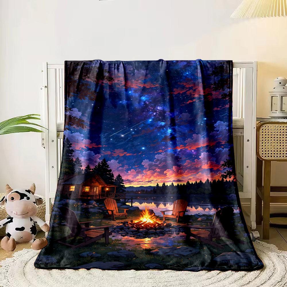 A serene lakeside cabin with a campfire under a vibrant starry sky. for all seasons blanket lunch break throw gift 80cm x 120cm
A serene lakeside cabin with a campfire under a vibrant starry sky. for all seasons blanket lunch break throw gift 80cm x 120cm
