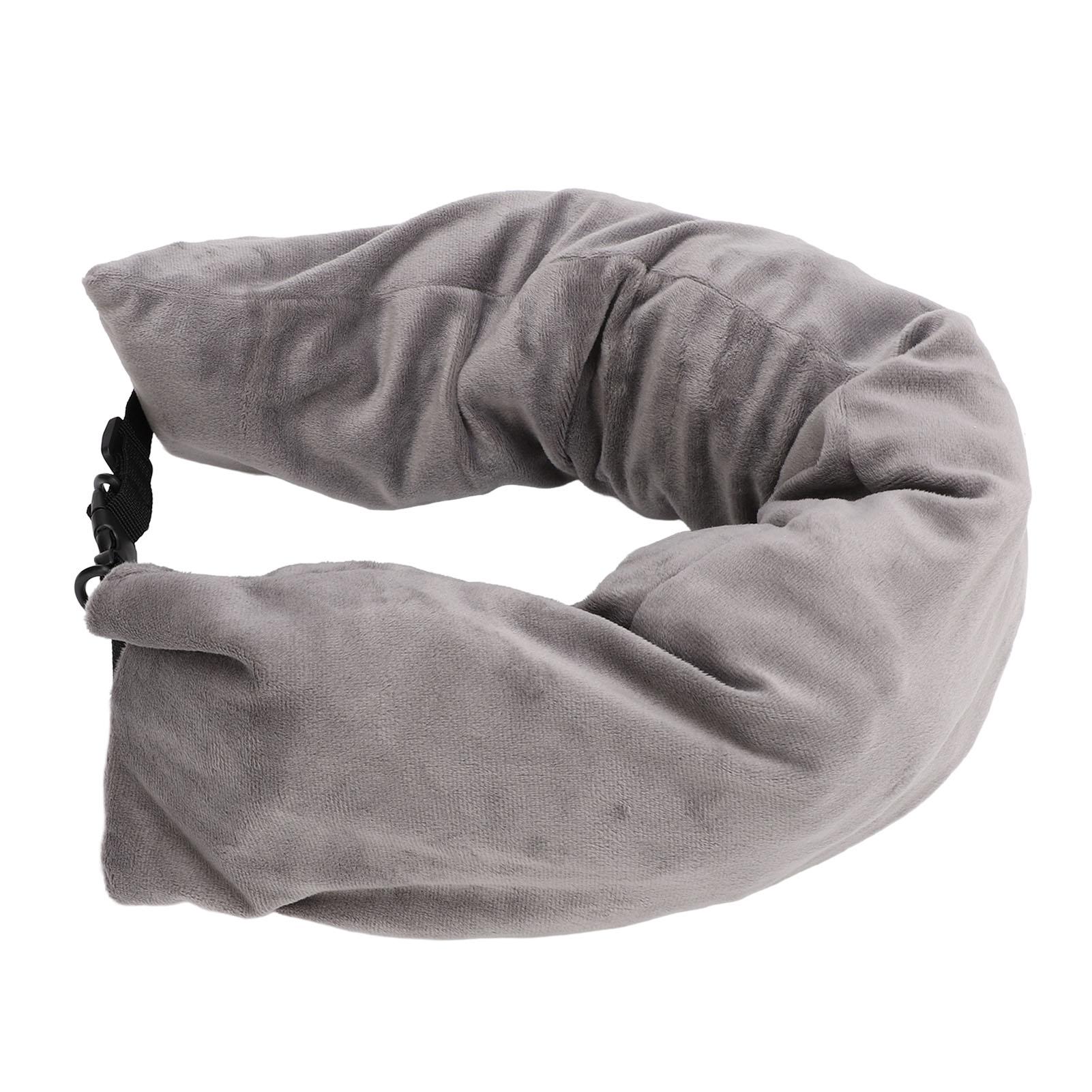 Подушка для шеи дорожная набивная с регулируемым ремешком U-образной формы мягкая компактная набивная дорожная подушка сумка для хранения серая серый