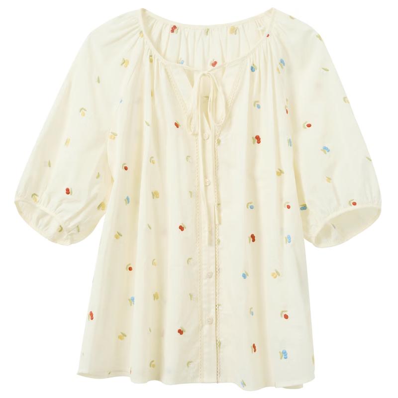 SanCai 100% Cotton Embroidered Tie-Front Blouse L
SanCai 100% Cotton Embroidered Tie-Front Blouse L