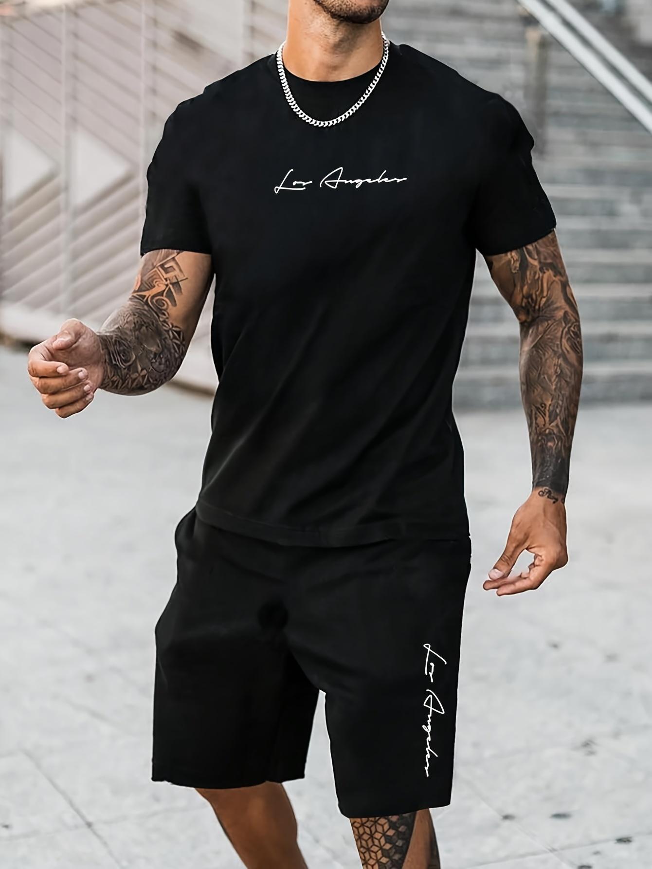 Men s 100 cotton T-shirt set, casual oversized set, Los Angeles letter pattern print, lightweight and breathable texture 5XL різнокольоровий
Men s 100 cotton T-shirt set, casual oversized set, Los Angeles letter pattern print, lightweight and breathable texture 5XL різнокольоровий