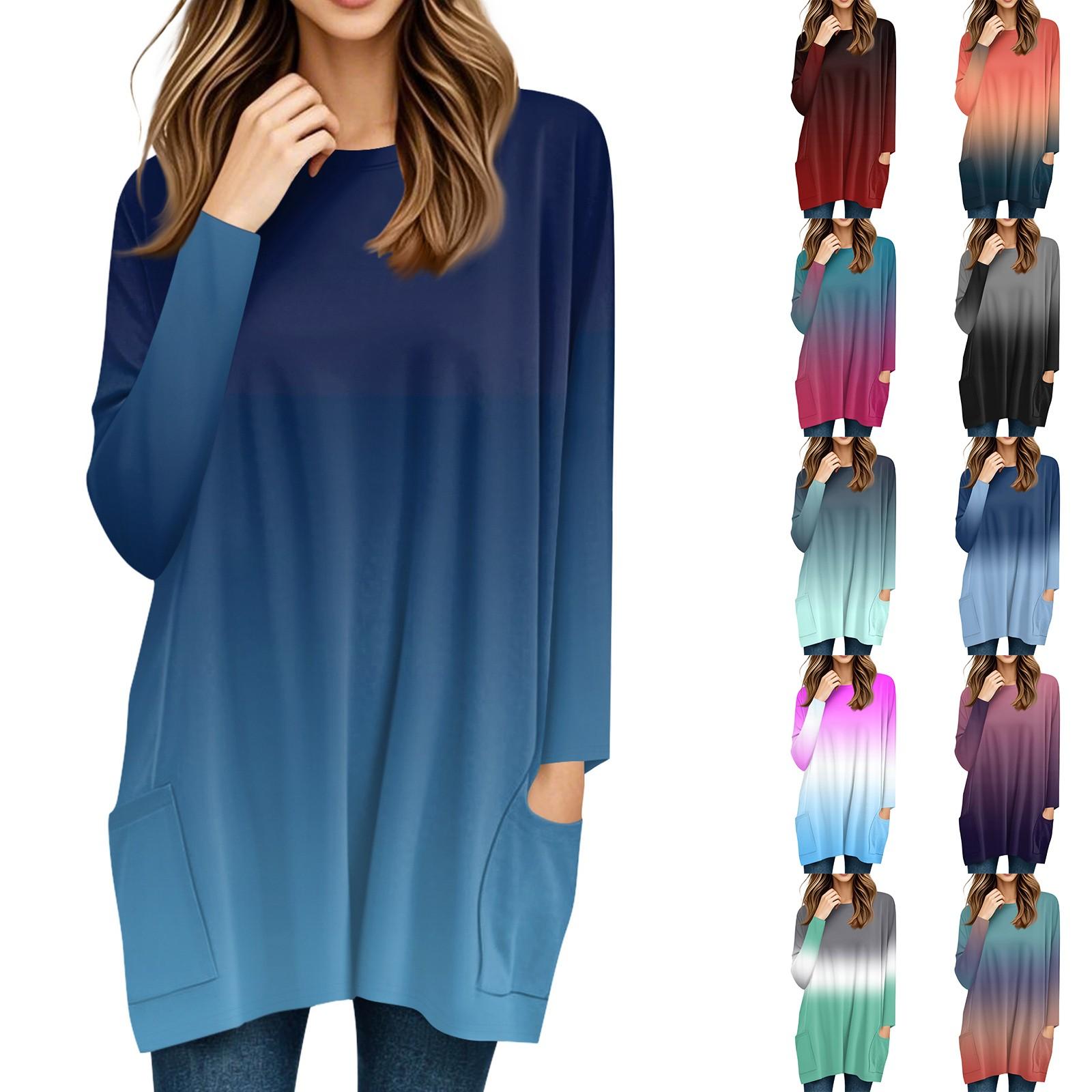 Womens Tops Round Neck Long Sleeve Blouses Casual Mid-length Shirts Fashion Print Tunic Tops With Pockets XXL
Womens Tops Round Neck Long Sleeve Blouses Casual Mid-length Shirts Fashion Print Tunic Tops With Pockets XXL