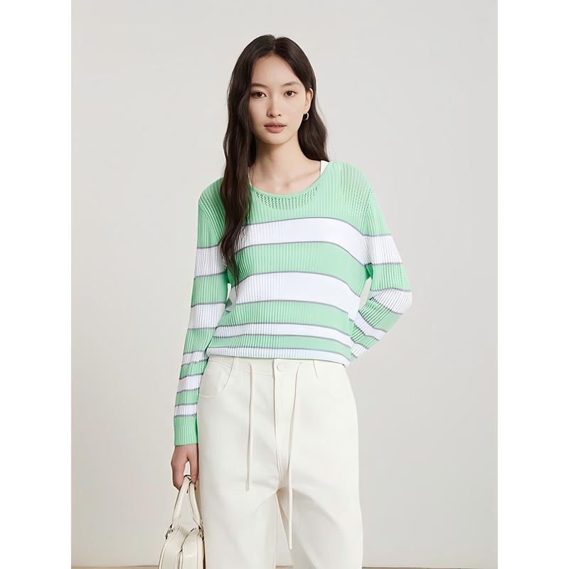 Classic Striped Round Neck Long Sleeve Knit Top M
Classic Striped Round Neck Long Sleeve Knit Top M