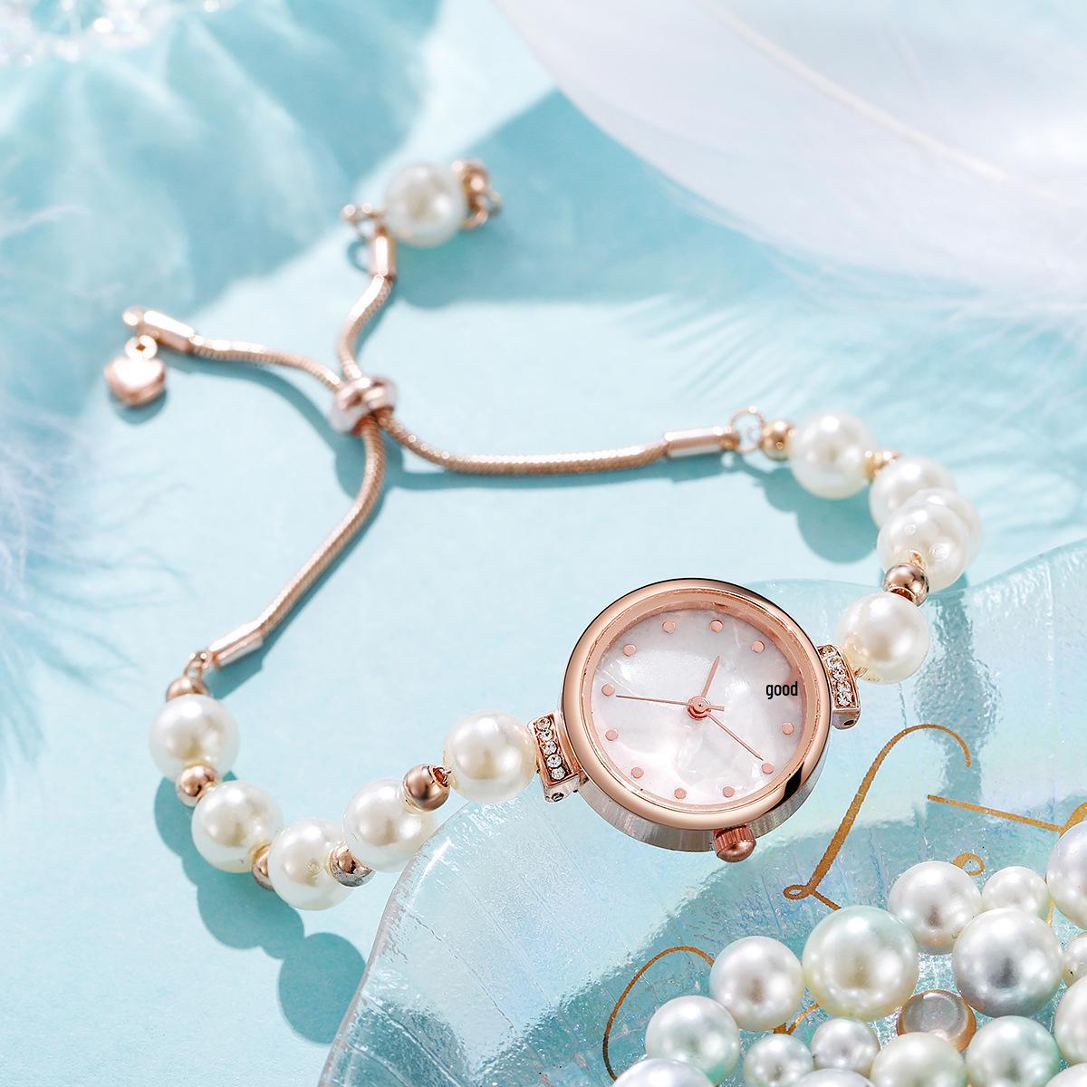 Elegant Pearl Strap Ladies Quartz Watch with Adjustable Bracelet
Elegant Pearl Strap Ladies Quartz Watch with Adjustable Bracelet