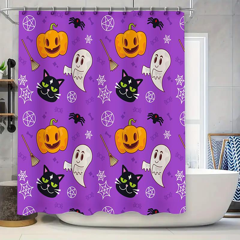 Halloween Decor Shower Curtain Set Purple Frightening Pattern With Ghosts, Pumpkins Cats For Fall Decoration In Bathroom W60H190(CM)-1 Pcs
Halloween Decor Shower Curtain Set Purple Frightening Pattern With Ghosts, Pumpkins Cats For Fall Decoration In Bathroom W60H190(CM)-1 Pcs