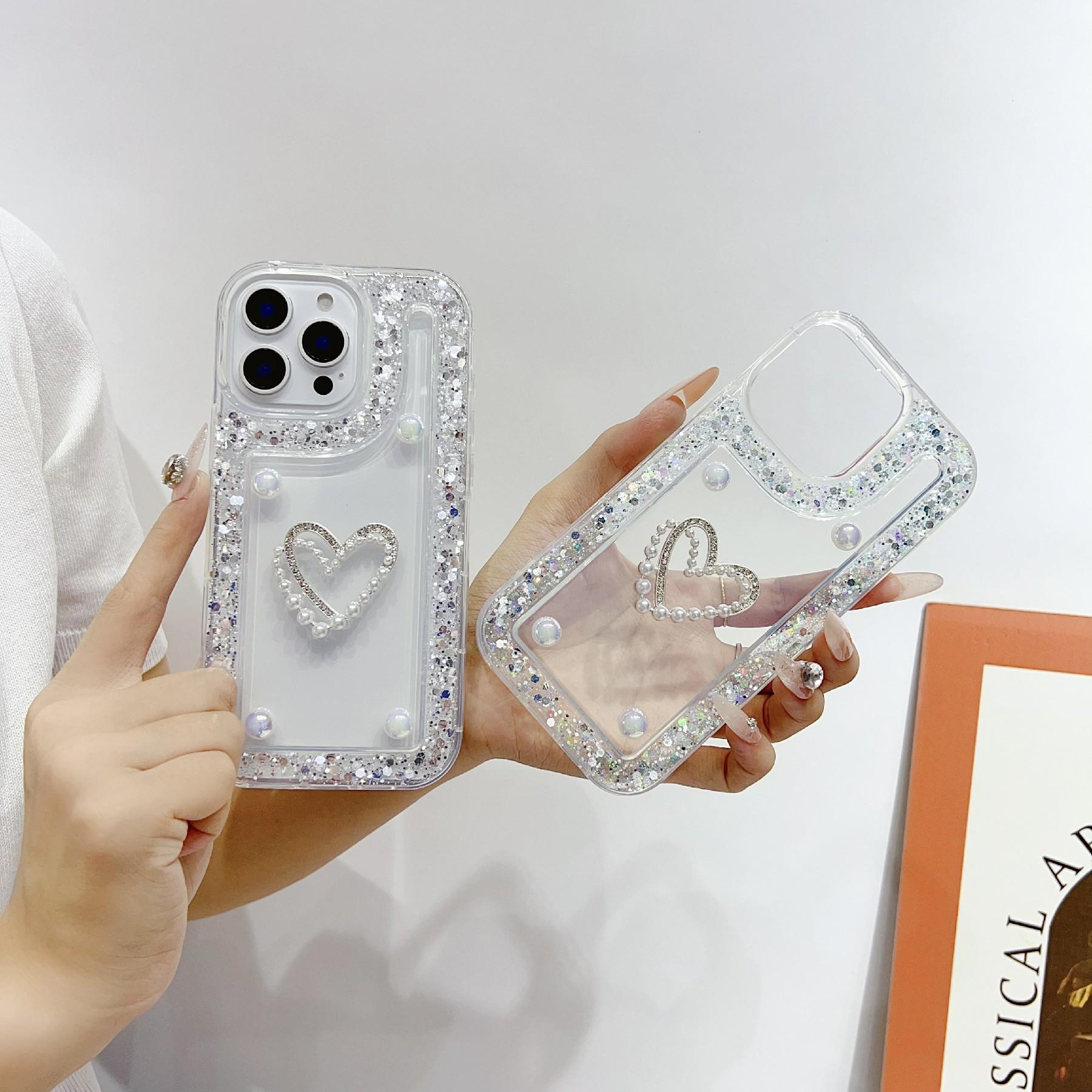 For iPhone 16 Pro Case with Pearl/Dual Heart Decor Glitter Rhinestone Epoxy Design TPU Phone Cover White
For iPhone 16 Pro Case with Pearl/Dual Heart Decor Glitter Rhinestone Epoxy Design TPU Phone Cover White