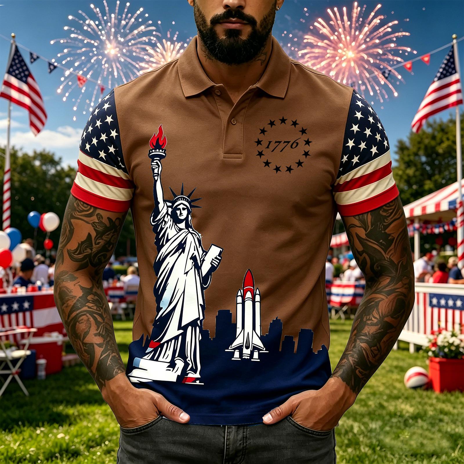 Men s Casual Independence Day Printed Polo Shirt Short Sleeve Lightweight Breathable Comfortable Fit Classic Style S коричневый
Men s Casual Independence Day Printed Polo Shirt Short Sleeve Lightweight Breathable Comfortable Fit Classic Style S коричневый