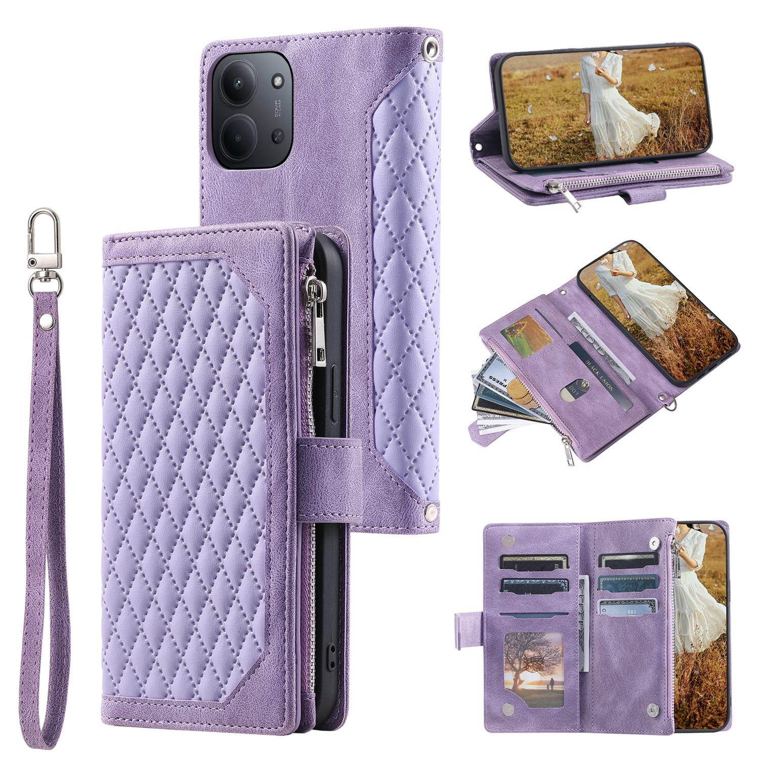 For Xiaomi Redmi 15C 4G (EU) (173mm) Wallet Case Rhombus Stitching Line PU Leather Phone Cover with Wrist Strap Purple
For Xiaomi Redmi 15C 4G (EU) (173mm) Wallet Case Rhombus Stitching Line PU Leather Phone Cover with Wrist Strap Purple