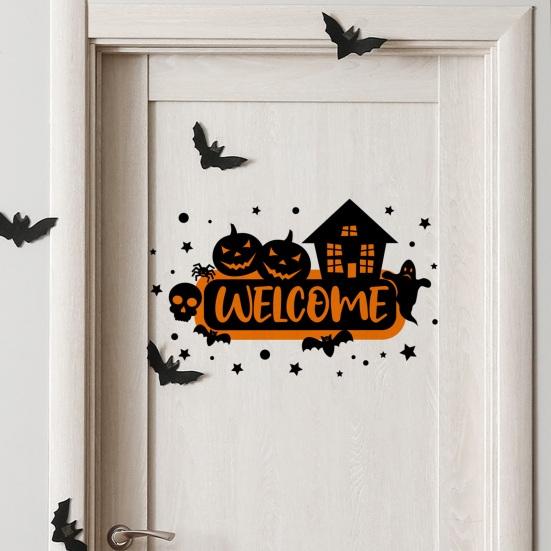 Halloween Pumpkin Sticker Self Adhesive Strong Stickiness Removable Easy-peel Wall Decal Window