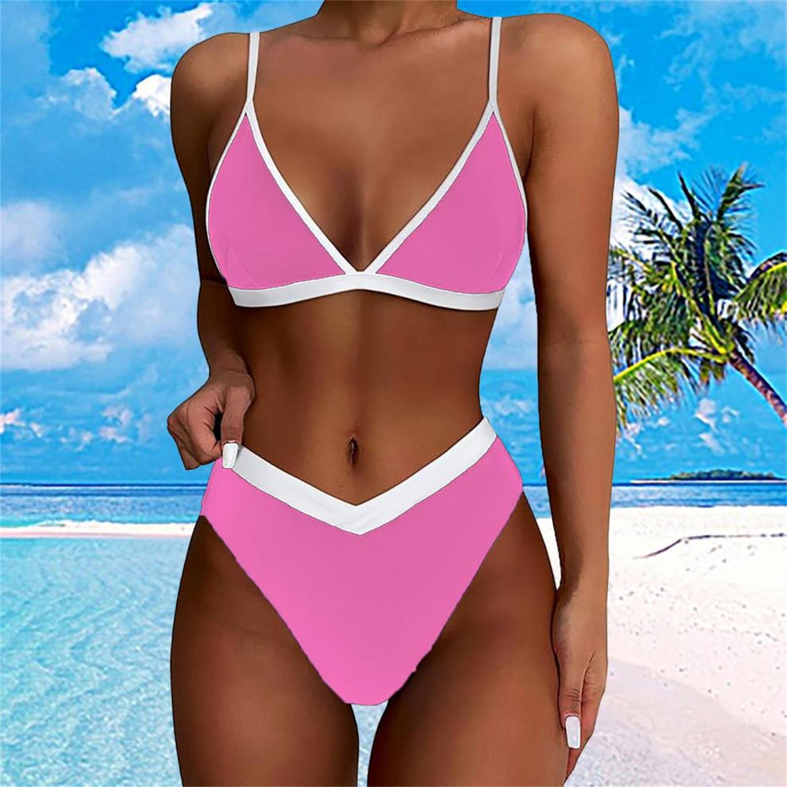 Women s Two-Piece Bikini Set, V-Neck High Waist Swimsuit, Padded Bra, and White Color Block Design, Beachwear L рожевий
Women s Two-Piece Bikini Set, V-Neck High Waist Swimsuit, Padded Bra, and White Color Block Design, Beachwear L рожевий