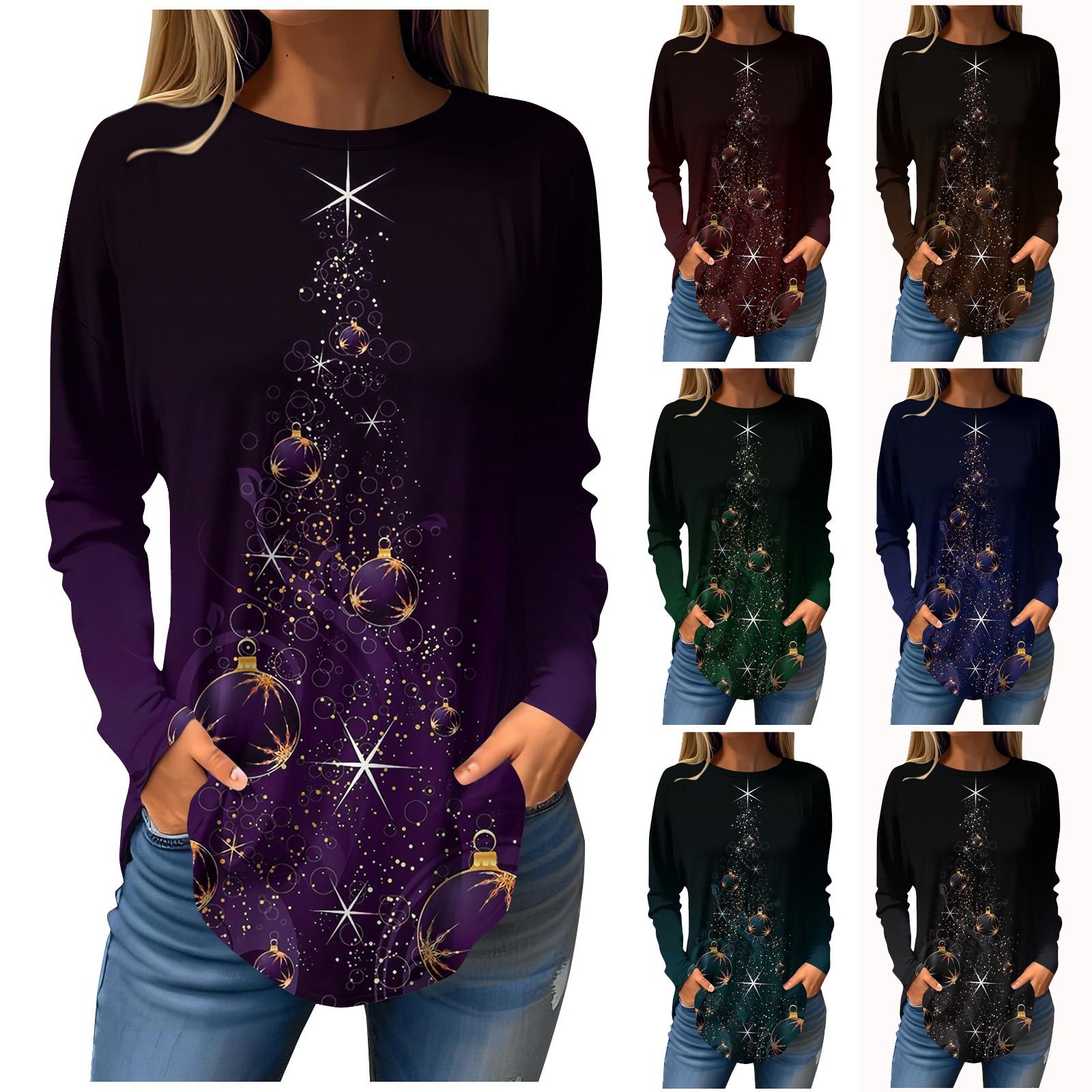 Women s Loose Round Neck Christmas Tree Print Long Sleeve T-Shirt Top Pullover XL винный
Women s Loose Round Neck Christmas Tree Print Long Sleeve T-Shirt Top Pullover XL винный