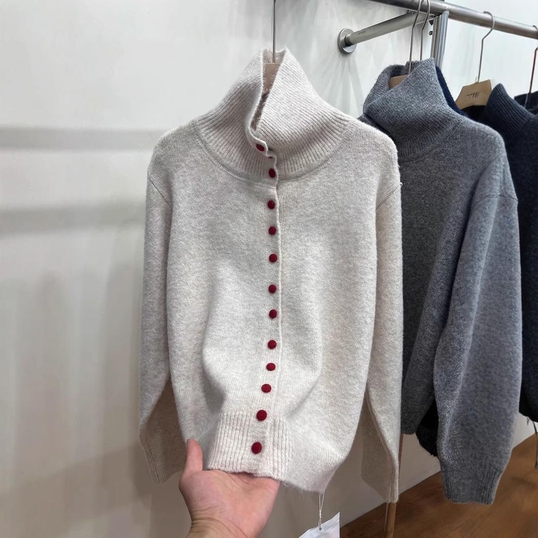 Women s French-Style Single-Breasted Knit Cardigan – High Neck, Loose Fit, Soft, for Autumn/Winter S
Women s French-Style Single-Breasted Knit Cardigan – High Neck, Loose Fit, Soft, for Autumn/Winter S