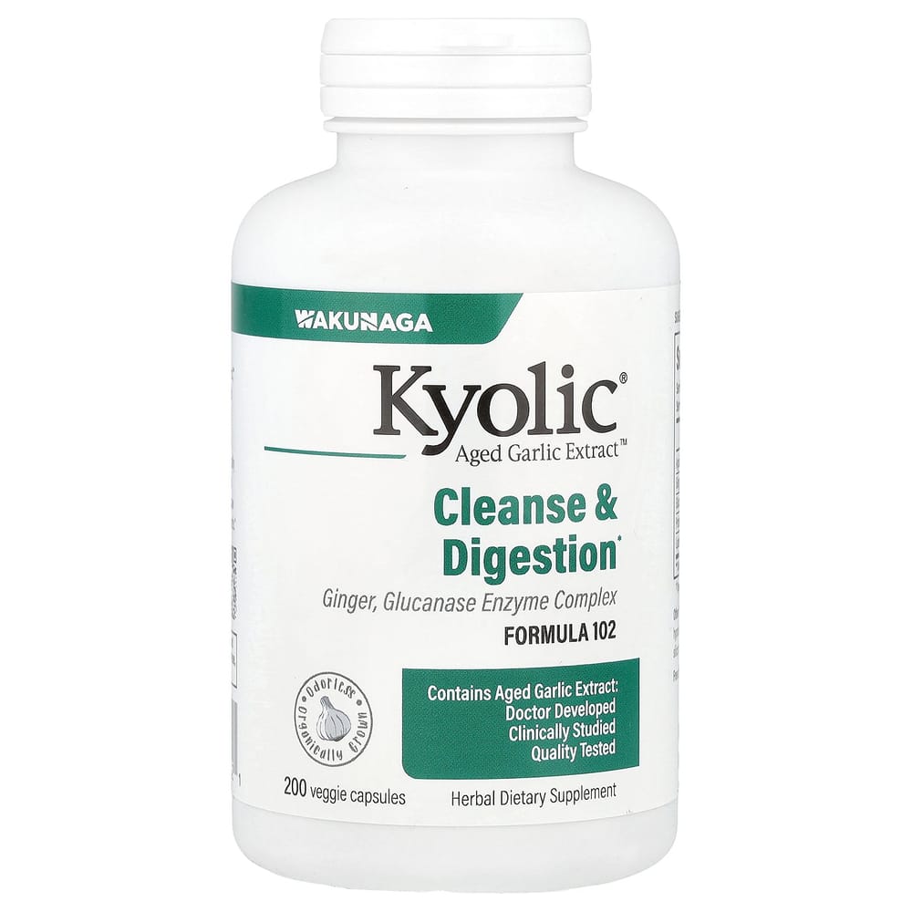 Kyolic Aged Garlic Extract Formula 102 Candida Cleanse & Digestion, 200 Veggie Capsules 200 pcs - 1 ea
Kyolic Aged Garlic Extract Formula 102 Candida Cleanse & Digestion, 200 Veggie Capsules 200 pcs - 1 ea