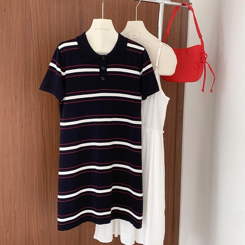 Women s Spring-Summer Striped Cotton Polo Dress - Color Block, Short Sleeve, Knit T-shirt. Large
Women s Spring-Summer Striped Cotton Polo Dress - Color Block, Short Sleeve, Knit T-shirt. Large