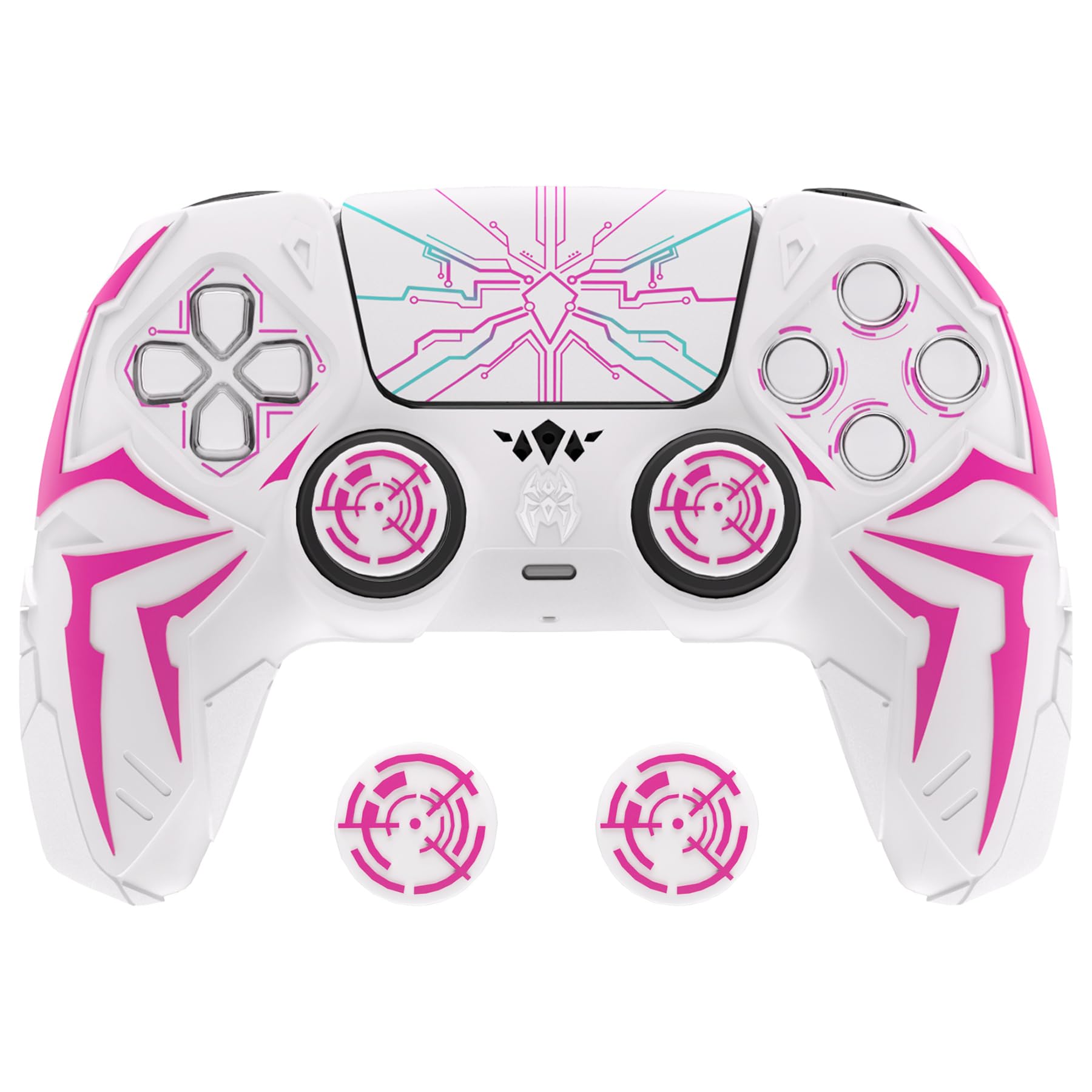 Silicone protective cover for PlayVital ps5 cyber spider 2 thumb grip caps and 6 stickers with compatible with charging dock white pink controller,
Silicone protective cover for PlayVital ps5 cyber spider 2 thumb grip caps and 6 stickers with compatible with charging dock white pink controller,