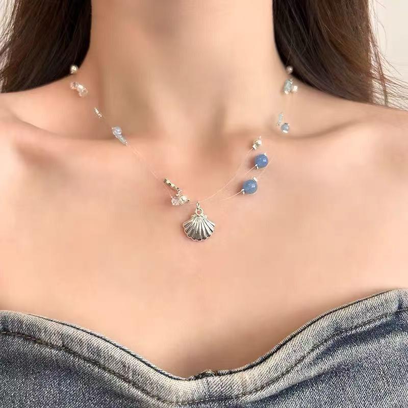 Пляжная атмосфера: Женское дофаминовое ожерелье из бисера в виде морской раковины, цепочка для ключицы для летних отпусков