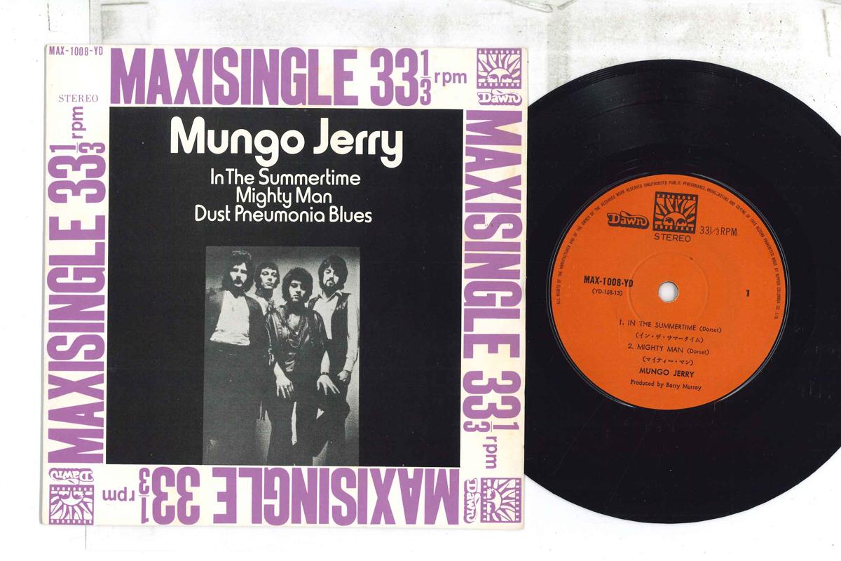 7inch Record MUNGO JERRY - In The Summertime / Mighty Man / Du MAX1008YD DAWN 1971 Japan Rock Used
7inch Record MUNGO JERRY - In The Summertime / Mighty Man / Du MAX1008YD DAWN 1971 Japan Rock Used