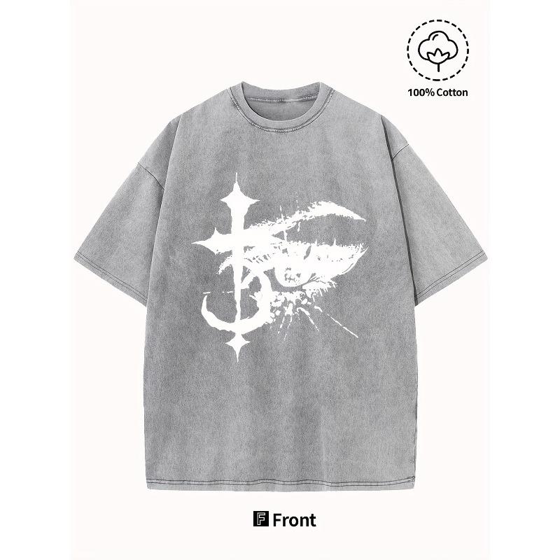 European sizes Men s Vintage Distressed T-Shirt Washed Cotton, Retro Letter & N Print Round Neck Short Sleeve Casual Tee for Outdoor Wear 5XL сірий
European sizes Men s Vintage Distressed T-Shirt Washed Cotton, Retro Letter & N Print Round Neck Short Sleeve Casual Tee for Outdoor Wear 5XL сірий
