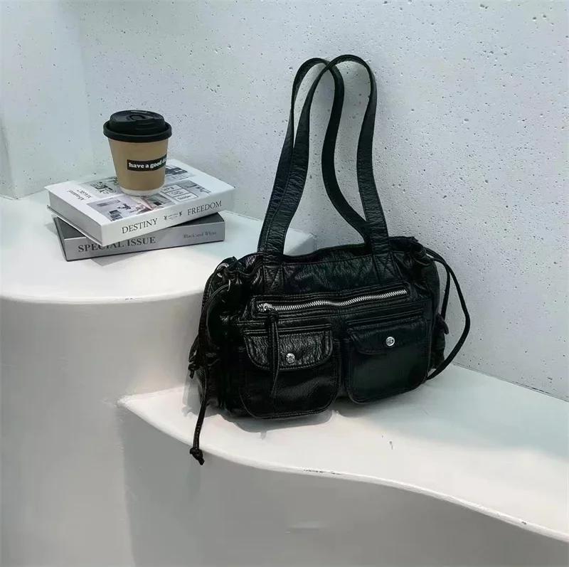 Fashi Women Motorcycle Bag PU Leather Ruffled Drawstring Tote Handbag Multi Pocket Shoulder Bag чёрный
Fashi Women Motorcycle Bag PU Leather Ruffled Drawstring Tote Handbag Multi Pocket Shoulder Bag чёрный