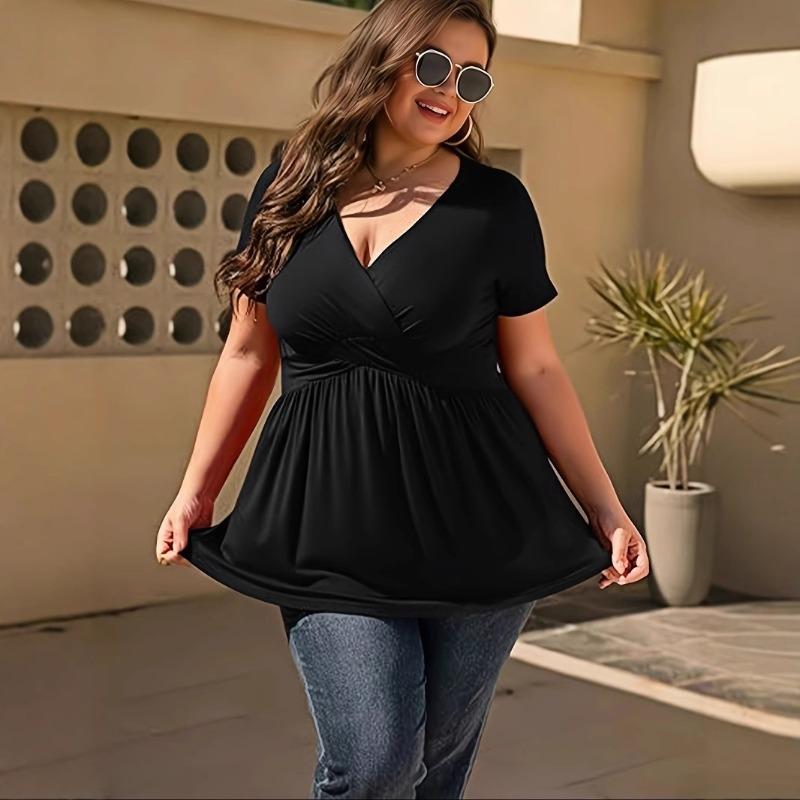 Spring Summer Solid Color Top Fashion Women s Plus Size Short Sleeved T-shirt V-neck Top Women s Clothing XL чёрный
Spring Summer Solid Color Top Fashion Women s Plus Size Short Sleeved T-shirt V-neck Top Women s Clothing XL чёрный